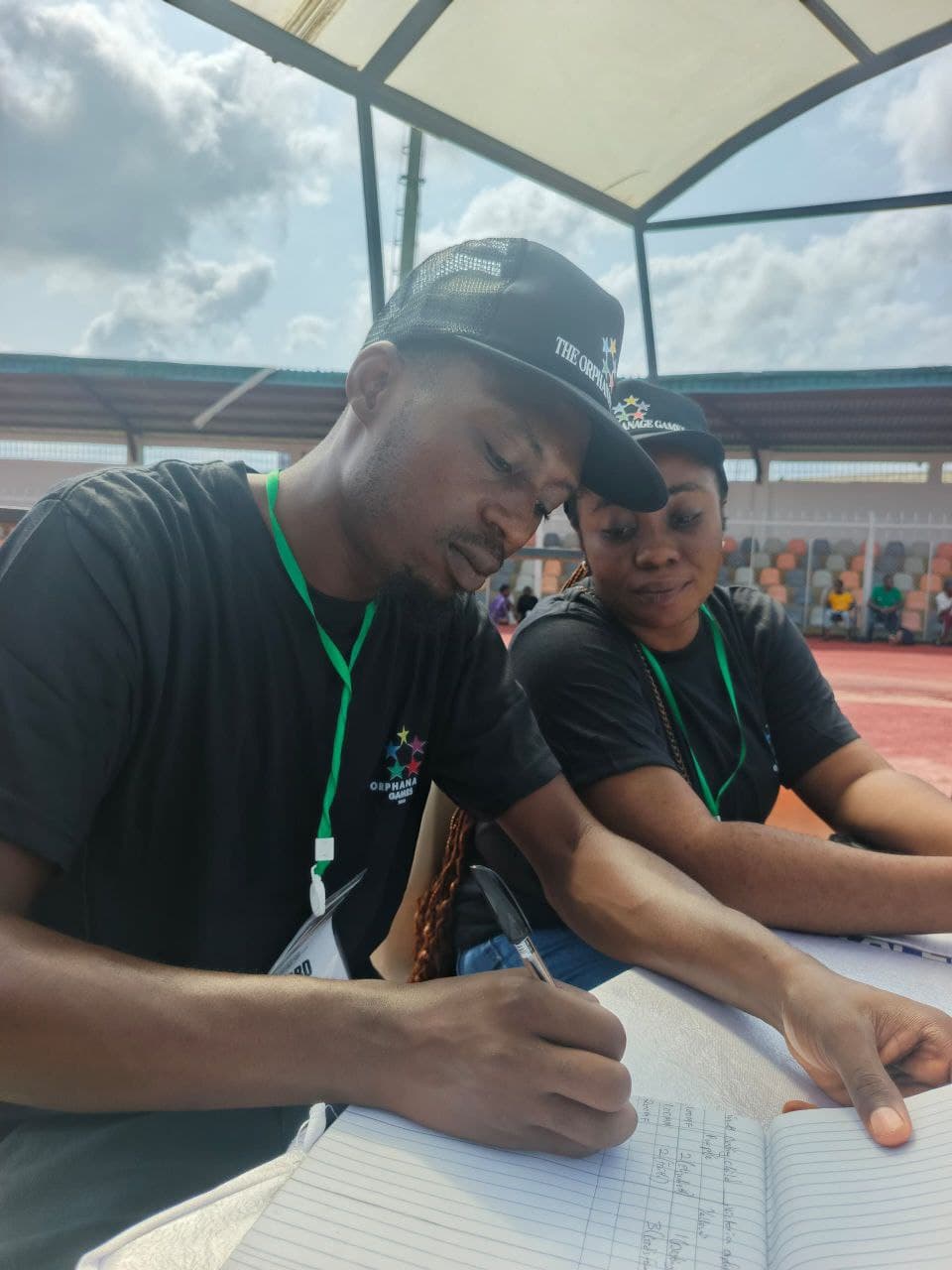 Volunteers recording scores